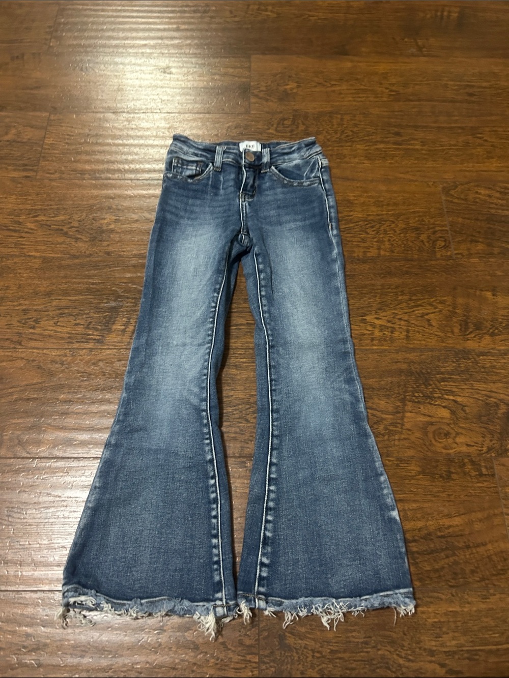 BKE Kids Medium Blue Flared Jeans with Frayed Hem